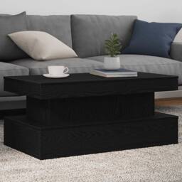 Berkfield Home Coffee Table with LED Lights Black Oak 90x50x40 cm - Size: 90 x 50 x 40 cm - thumbnail 2