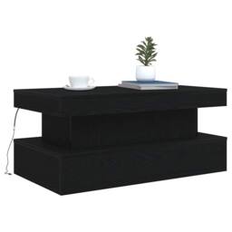 Berkfield Home Coffee Table with LED Lights Black Oak 90x50x40 cm - Size: 90 x 50 x 40 cm - thumbnail 6