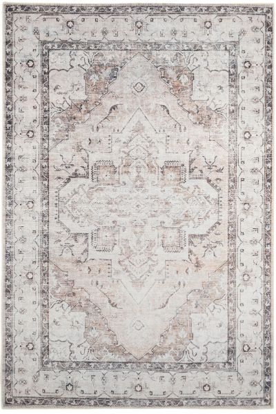 Kukoon Greige Vintage Medallion Non Slip Washable Low Pile Rug in Grey - Size: 80 cm x 300 cm - image 1
