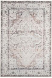 Kukoon Greige Vintage Medallion Non Slip Washable Low Pile Rug in Grey - Size: 80 cm x 300 cm - thumbnail 1