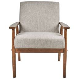 Wyld and Coco Mid-Century Armchair - Grey Polyester-Linen Rubberwood Frame - thumbnail 4