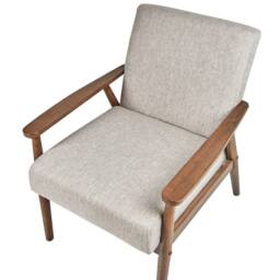 Wyld and Coco Mid-Century Armchair - Grey Polyester-Linen Rubberwood Frame - thumbnail 6