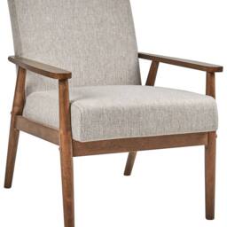 Wyld and Coco Mid-Century Armchair - Grey Polyester-Linen Rubberwood Frame - thumbnail 2