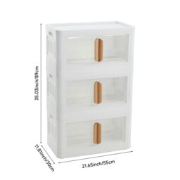 Living and Home Stackable Foldable 3-Tier Storage Box Wardrobe 50*30*89 CM in White - thumbnail 6