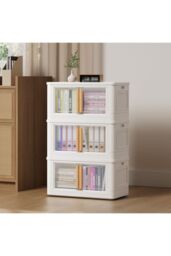 Living and Home Stackable Foldable 3-Tier Storage Box Wardrobe 50*30*89 CM in White - thumbnail 7
