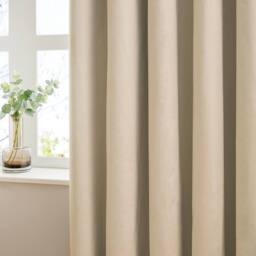Furn The Ultimate Velvet 100% Blackout Eyelet Curtain Pair in Beige - Size: 168 cm width x 137 cm drop - thumbnail 4
