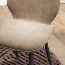 Wyld Haus Sumaba Velvet Feel Light Brown Dining Chairs Set of 2 with Metal Legs - thumbnail 8