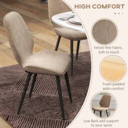 Wyld Haus Sumaba Velvet Feel Light Brown Dining Chairs Set of 2 with Metal Legs - thumbnail 6
