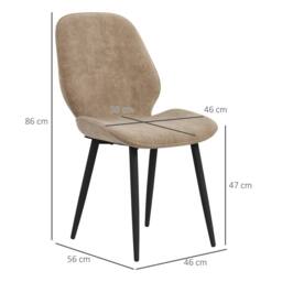Wyld Haus Sumaba Velvet Feel Light Brown Dining Chairs Set of 2 with Metal Legs - thumbnail 4