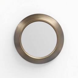 Yearn Mirrors Ava Pewter Round Bevelled Mirror Gold Trim in Metallic Gold - thumbnail 4