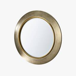 Yearn Mirrors Ava Pewter Round Bevelled Mirror Gold Trim in Metallic Gold - thumbnail 3