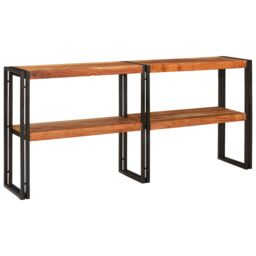 Berkfield Home Console Table 160x33x75 cm Solid Rough Acacia in Brown - Size: 160 x 33 x 75 cm - thumbnail 5