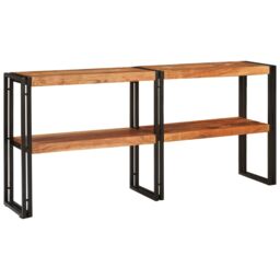 Berkfield Home Console Table 160x33x75 cm Solid Rough Acacia in Brown - Size: 160 x 33 x 75 cm - thumbnail 2