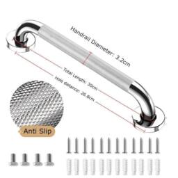 NESTLUNE Handle Steel Shower Toilet Hand Rail 30cm in Silver - thumbnail 2