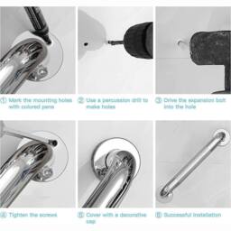 NESTLUNE Handle Steel Shower Toilet Hand Rail 30cm in Silver - thumbnail 3