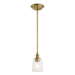 Netlighting Waverly 1 Light Mini Pendant Natural Brass E27 in Yellow - thumbnail 1