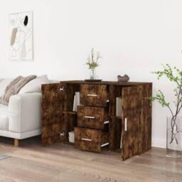Berkfield Home Sideboard Smoked Oak 91x29.5x65 cm Engineered Wood in Brown - thumbnail 1