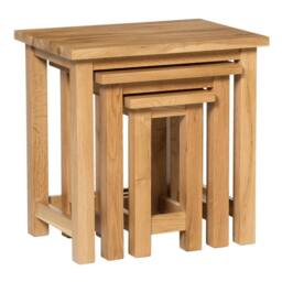 FORGEVIO 3 Solid Oak Small Table, Wooden Nesting Side Table in Natural - Size: 0.6m2 - thumbnail 1