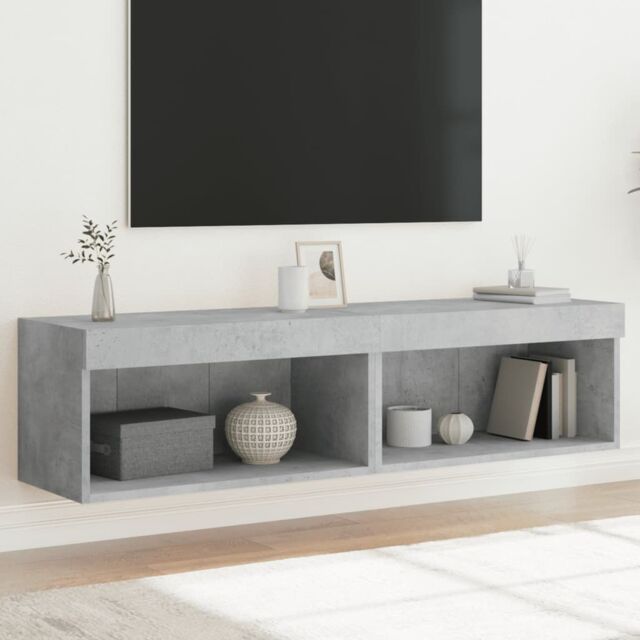 Berkfield Home TV Cabinets with LED Lights 2 pcs Concrete Grey 60x30x30 cm - Size: 60 x 30 x 30 cm - image 1