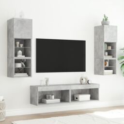 Berkfield Home TV Cabinets with LED Lights 2 pcs Concrete Grey 60x30x30 cm - Size: 60 x 30 x 30 cm - thumbnail 4