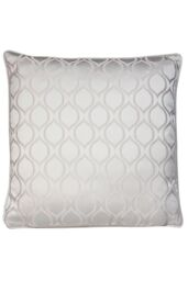 Prestigious Textiles Solitare Geometric Printed Piped Cushion in Metallic Silver - Size: 50 cm x 50 cm