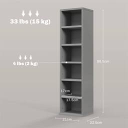 EONLION Grey Set of 2 CD Media Display Shelf Unit - Size: 100 cm - thumbnail 2
