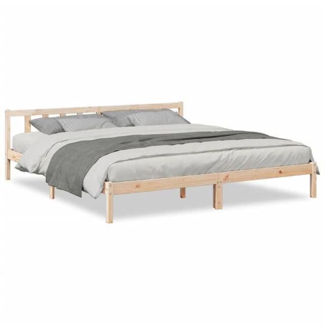 Berkfield Home Extra Long Bed Frame without Mattress 180x220 cm Solid Wood Pine in Natural - image 1