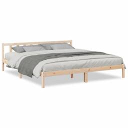 Berkfield Home Extra Long Bed Frame without Mattress 180x220 cm Solid Wood Pine in Natural - thumbnail 1