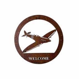 Poppyforge Spitfire Welcome Wall Art - Small - Steel - W29.5 x H29.5 cm - BM/RtR in Brown - thumbnail 1