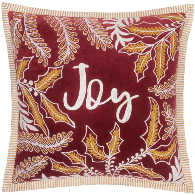 Paoletti Winter Joy Embroidered Polyester Filled Cushion in Red - Size: 50 cm x 50 cm - image 1