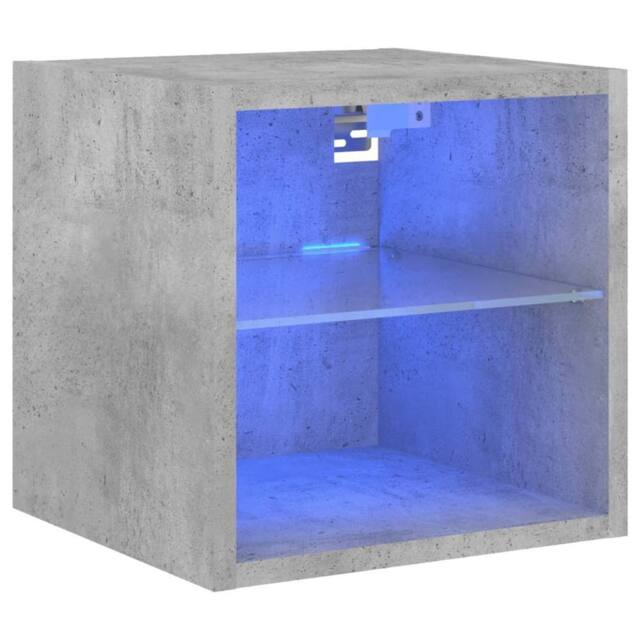 Berkfield Home TV Wall Cabinet with LED Lights Concrete Grey 30x28.5x30 cm - image 1