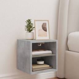 Berkfield Home TV Wall Cabinet with LED Lights Concrete Grey 30x28.5x30 cm - thumbnail 4