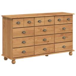 "Berkfield Home Chest of Drawers ""ASKIM"" 79x40x133.5 cm Solid Wood Pine in Brown" - thumbnail 1