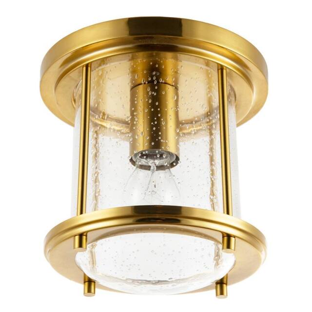 Happy Homewares Vintage Industrial Ceiling Light in Satin Gold with Clear Bubble Glass - image 1