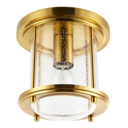 Happy Homewares Vintage Industrial Ceiling Light in Satin Gold with Clear Bubble Glass