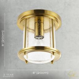 Happy Homewares Vintage Industrial Ceiling Light in Satin Gold with Clear Bubble Glass - thumbnail 7