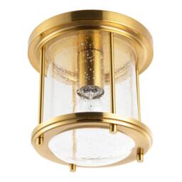 Happy Homewares Vintage Industrial Ceiling Light in Satin Gold with Clear Bubble Glass - thumbnail 6
