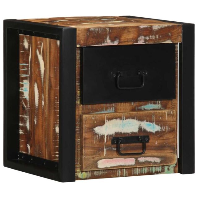 Berkfield Home Bedside Cabinet Multicolour 40x35x40 cm Solid Wood Reclaimed - Size: 40 x 35 x 40 cm - image 1