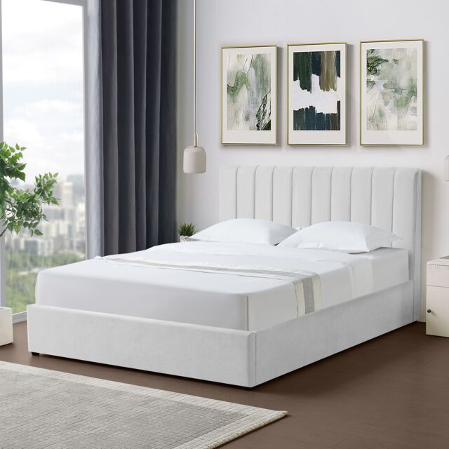 Artemis Home Evelynne Fabric 150cm Kingsize Ottoman Bed Frame with Storage in Light Grey - Size: King - image 1