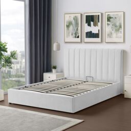 Artemis Home Evelynne Fabric 150cm Kingsize Ottoman Bed Frame with Storage in Light Grey - Size: King - thumbnail 3