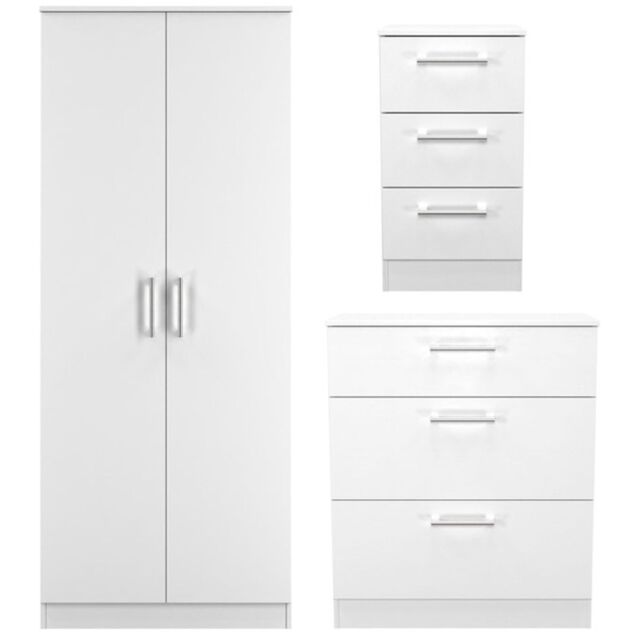 Ready Assembled 2 U Reydale 3 Piece Bedroom Furniture pack (Ready Assembled) in White - Size: Large - image 1