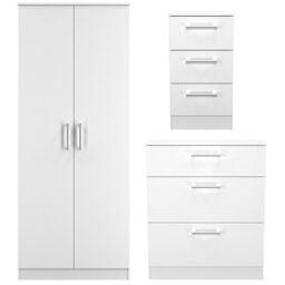Ready Assembled 2 U Reydale 3 Piece Bedroom Furniture pack (Ready Assembled) in White - Size: Large - thumbnail 1