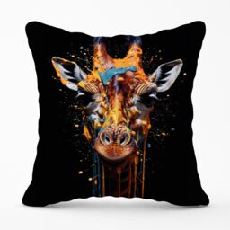 Warren Reed - Designer Giraffe Face Splashart Outdoor Cushion in Orange - Size: 45 cm x 45 cm - thumbnail 1