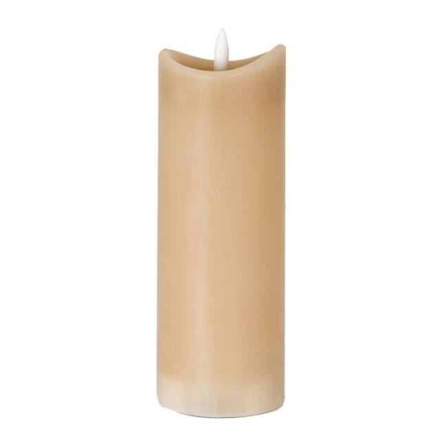 Lemon Pavilion Furniture and Decor Natural Glow 2.75x8 Melted LED Candle - Plastic - L7xW7xH20 cm - Taupe in Brown
