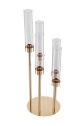 Living and Home 5-Arm Candelabra Metal Candle Holder with Clear Lampshade - Size: Small - thumbnail 5