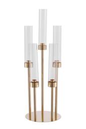 Living and Home 5-Arm Candelabra Metal Candle Holder with Clear Lampshade - Size: Small - thumbnail 4