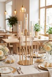 Living and Home 5-Arm Candelabra Metal Candle Holder with Clear Lampshade - Size: Small - thumbnail 3