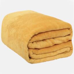 OHS Ultra Soft Flannel Fleece Throw Blanket in Mustard - Size: 200 cm x 240 cm - thumbnail 2