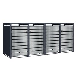 Phoenix Safe Company Quad Wheelie Bin Storage, GB4426ASK, Silver Effect, 80D x 264W x 116H CM - thumbnail 1