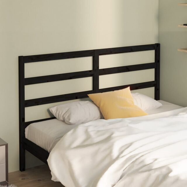 Berkfield Home Bed Headboard Black 166x4x100 cm Solid Wood Pine - Size: 166 x 4 x 100 cm - image 1